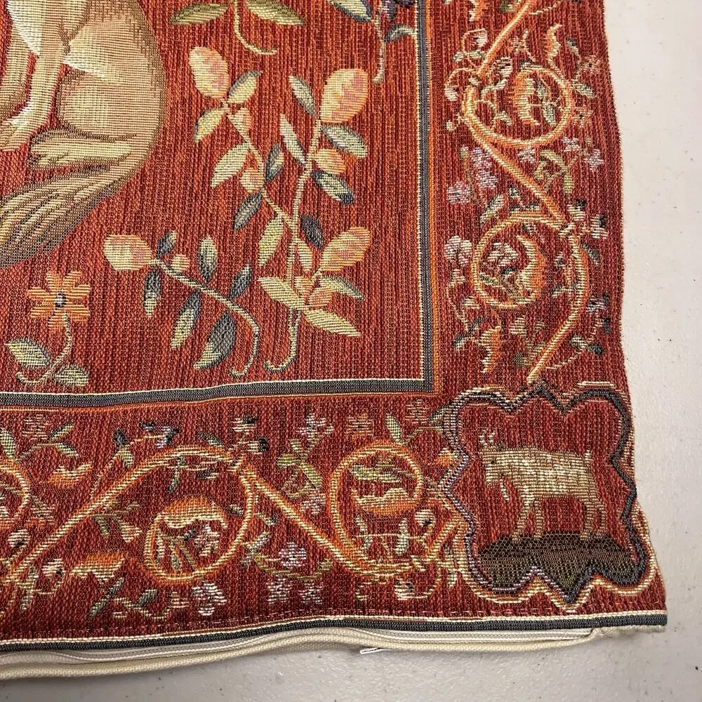 Medieval Fox Tapestry Pillow Cushion Cover Jacquard Woven France Goblus 18x19